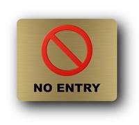 NO ENTRY Sign - 11.5x9.5cm Brushed Aluminium, Weatherproof, Self-Adhesive
