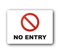 NO ENTRY Sign - 21x14.8cm Brushed Aluminium, Weatherproof, Self-Adhesive