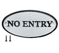 No Entry Sign Cast Iron Inc Screws Gate Sign Door Wall Mounted Plaque Protect Private Property Deter Trespassing Privacy Home Business Traditional Style Metal Plaque