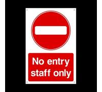 No Entry Staff Only Plastic Sign with 4 Pre-Drilled Holes - Staff Only/Authorised/Keep Out/Beyond this point (PAR99)