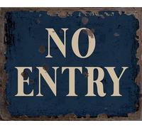 No Entry Vintage Metal Signs for Wall Decor - 8 x 10 Inches Durable Aluminum Tin Sign Plaque for Home Garage Club bar Wall Art Decoration - Retro Wall Signs, Best Gift Idea