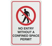 No Entry Without A Confined Space Permit Sign Metal Sign, Rustproof Aluminum, Multicolor 12x8 Inch