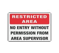 No Entry Without Permission From Area Supervisor Sign Warning Sticker-Security Sign Outdoor Sign 12 X 8 Inches