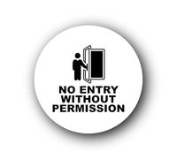 No Entry Without Permission Only Sign - 9.5x9.5cm Brushed Aluminium, Weatherproof, Self-Adhesive