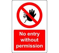 No entry without permission Safety sign - 1mm Plastic sign (600mm x 400m)