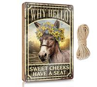 No Entry Wood Sign/Wooden Plaque & Desk Decor - Office Decor For Work | Classroom Decor, Donkey Wall Decor Why Hello Sweet Cheeks Have A Seat
