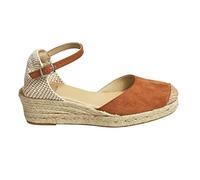 No ES lo mismo - Espadrille - Jute Sandals with Wedge Heel for Women | Platform Shoes 3 Cords Espadrille Buckle | Closed Toe | Colour: Sand Colour, Green, Pink, Navy and More Size: 6 UK