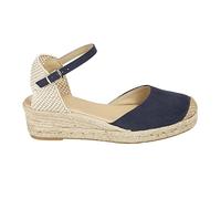 No ES lo mismo - Espadrille - Jute Sandals with Wedge Heel for Women | Platform Shoes 3 Cords Espadrille Buckle | Closed Toe | Colour: Sand Colour, Green, Pink, Navy and More Size: 7 UK