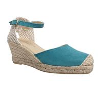 No es lo mismo - Espadrille - Jute Wedge Heel Sandals for Women | Platform Shoes 3 Cords Espadrille with Buckle and Closed Toe | Colour: Sand Colour, Green, Red, Pink, Navy Blue, aqua, 8.5 UK