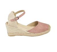 No es Lo Mismo - Jute Sandals or Espadrilles with Wedge for Women | Sparto 3 String Platform with Buckle and Closed Toe | Sand, Green, Red, Pink, Navy Blue, Old Pink, 6 UK