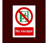 No Escape Plastic Sign - Fire, Push Bar/Pad, Disabled Fire Exit, Assembly, Break Glass, Lift - (EE56)