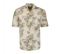 No Excess Mens Short Sleeve Floral Button-Up Shirt Beige Green Regular Fit