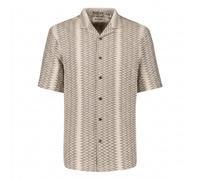 No Excess Mens Short Sleeve Regular Fit Beige Brown Jacquard Button Shirt