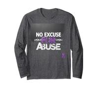 No Excuse for Abuse - Domestic Violence Awareness Long Sleeve T-Shirt, Adult Unisex, Dark Heather Grey, XL