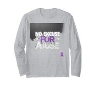 No Excuse for Abuse - Domestic Violence Awareness Long Sleeve T-Shirt, Adult Unisex, Heather Grey, XL