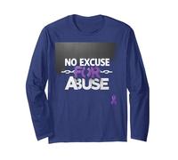 No Excuse for Abuse - Domestic Violence Awareness Long Sleeve T-Shirt, Adult Unisex, Navy, XXL