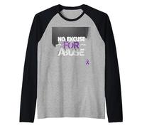No Excuse for Abuse - Domestic Violence Awareness Raglan Baseball Tee, Men, Black/Athletic Heather, L