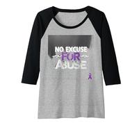 No Excuse for Abuse - Domestic Violence Awareness Raglan Baseball Tee, Women, Black/Athletic Heather, L