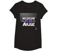 No Excuse for Abuse - Domestic Violence Awareness T-Shirt, Girls, Black, XS