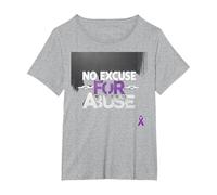 No Excuse for Abuse - Domestic Violence Awareness T-Shirt, Women's Plus, Heather Grey, 1X