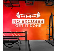 No Excuses. Get it Done - Gym Motivational Quote Wall Art Sticker [Extra] [White]