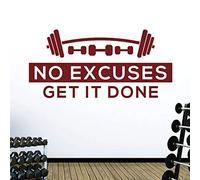 No Excuses. Get it Done - Gym Motivational Quote Wall Art Sticker [Large] [Burgundy]