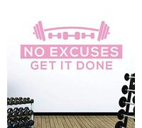 No Excuses. Get it Done - Gym Motivational Quote Wall Art Sticker [Large] [Pink]