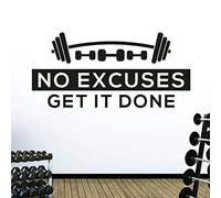 No Excuses. Get it Done - Gym Motivational Quote Wall Art Sticker [Medium] [Black]