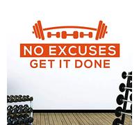 No Excuses. Get it Done - Gym Motivational Quote Wall Art Sticker [Medium] [Orange]