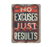 No Excuses Just Results Tin Sign Weightlifting Signs For Home Gym Man Poster Decor Fitness Man Metal Signs Poster Sport Posters Home Art For Men Decor Sign 12x18 Inch