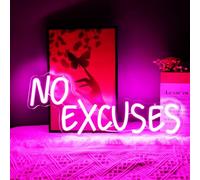 No Excuses Neon Sign Pink Inspirational LED Light Motivational Dimmable Wall Art Decor Neon Gym Accessories Sign Bright Word LED As a Gift for Fitness fans,Workout Man,Teenager,Professional Sportsmen