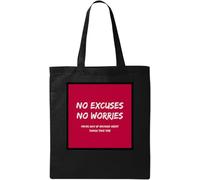 No Excuses No Worries Never Give Up Because Great Things Take Time Red Square Natural Ecological Cotton Tote Bag Black