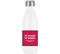 No Excuses No Worries Never Give Up Because Great Things Take Time Red Square Vacuum Insulated Thermal Water Bottle White