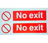 No Exit | 2 x Self Adhesive Signs 200mm x 50mm | For Indoor & Outdoor Use | A ShieldUp product
