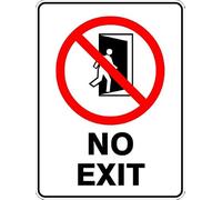 No Exit Prohibition Signs, 12x8 Metal Tin Sign, No exit.
