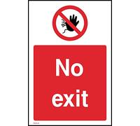 No Exit Sign - 300mm x 400mm - Self Adhesive Sticker (PAR29)