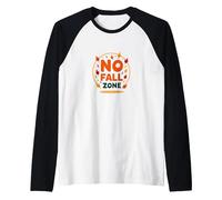 No Fall Zone: Autumn Leaf Humor for Clumsy Friends Raglan Baseball Tee, Men, Black/White, M