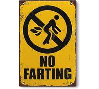 No Farting Warning Roadside Aluminum Tin Sign Metal Wall Art Decorations Iron Painting for Home Decor Room Door Accessories Poster Housewarming Gifts 8"x12"