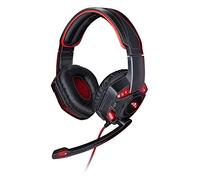 No Fear Gaming Headset with LED Lighting, 1.5 m Cable, Headphones with Microphone, Over-Ear Design, Stable and Comfortable, Black/Red