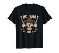 No Fear, It's Only Beer - Western Skull Cowboy Hat Design T-Shirt