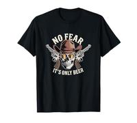 No Fear, It's Only Beer - Western Skull Cowboy Hat Design T-Shirt