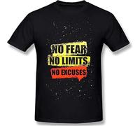 No Fear No Limits No Excuses Men's Basic Short Sleeve T-Shirt 3D Print Short Sleeve Pullover Regular Fit Black L