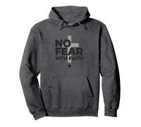 No Fear With Faith Life Is Scary Without Jesus Christian Pullover Hoodie, Adult Unisex, Dark Heather Grey, M