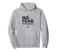 No Fear With Faith Life Is Scary Without Jesus Christian Pullover Hoodie, Adult Unisex, Heather Grey, XXL