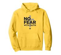 No Fear With Faith Life Is Scary Without Jesus Christian Pullover Hoodie, Adult Unisex, Lemon, S