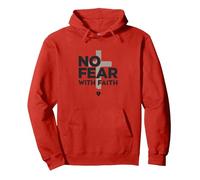 No Fear With Faith Life Is Scary Without Jesus Christian Pullover Hoodie, Adult Unisex, Red, XL