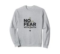 No Fear With Faith Life Is Scary Without Jesus Christian Sweatshirt, Adult Unisex, Heather Grey, L