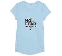 No Fear with Faith Life is Scary Without Jesus Christian T-Shirt, Girls, Baby Blue, Small