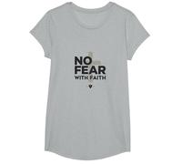 No Fear with Faith Life is Scary Without Jesus Christian T-Shirt, Girls, Heather Grey, Medium