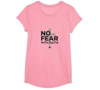 No Fear with Faith Life is Scary Without Jesus Christian T-Shirt, Girls, Pink, Medium